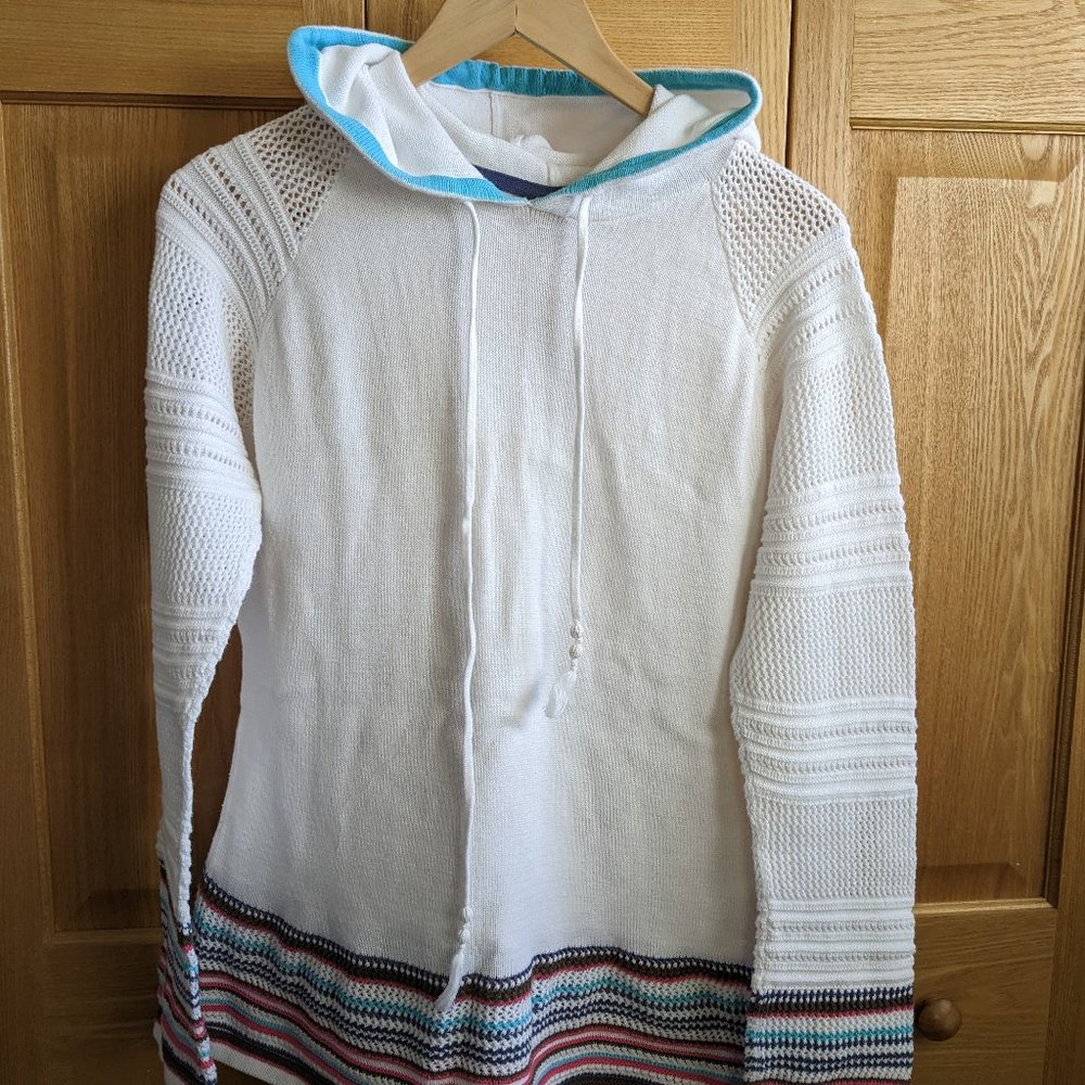 UEC Athleta white Crochet arm sweater with hood  Size L